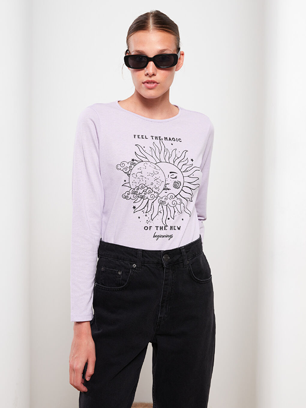 LCW ECO Crew Neck Printed Long Sleeve Women's T-Shirt -W2EF79Z8-RW9