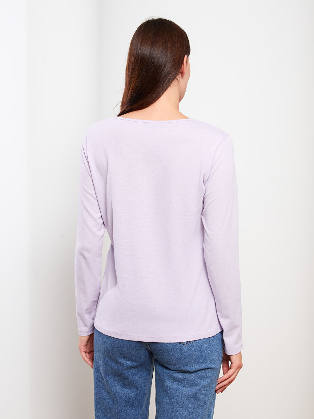 LCW ECO Rundhalsausschnitt Bedrucktes Langarm T-Shirt für Damen -W2EF80Z8-RW9