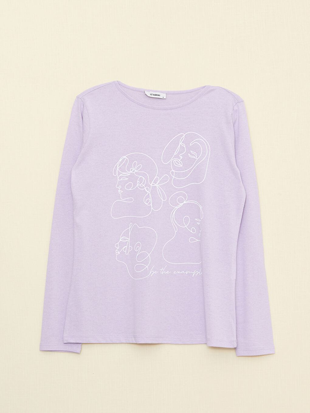 LCW ECO Rundhalsausschnitt Bedrucktes Langarm T-Shirt für Damen -W2EF80Z8-RW9