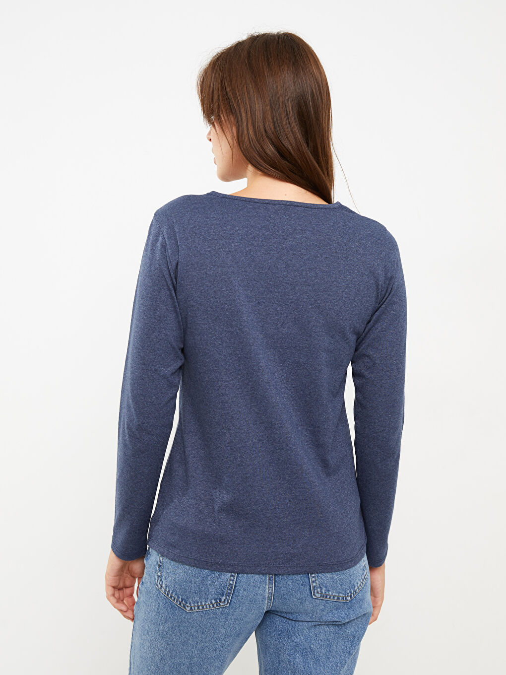 Crew Neck Printed Long Sleeve Women's T-Shirt-3