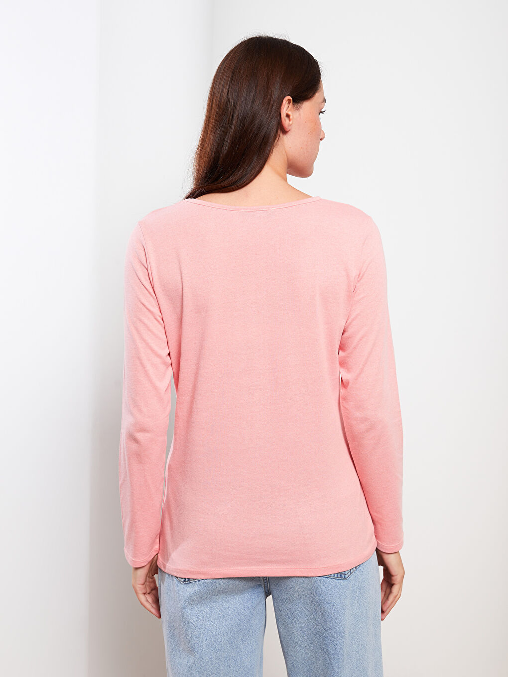 LCW ECO Rundhalsausschnitt Bedrucktes Langarm T-Shirt für Damen -W2EF86Z8-RZP