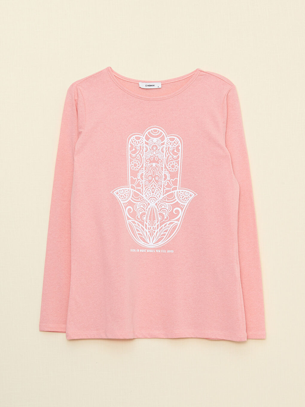 LCW ECO Rundhalsausschnitt Bedrucktes Langarm T-Shirt für Damen -W2EF86Z8-RZP