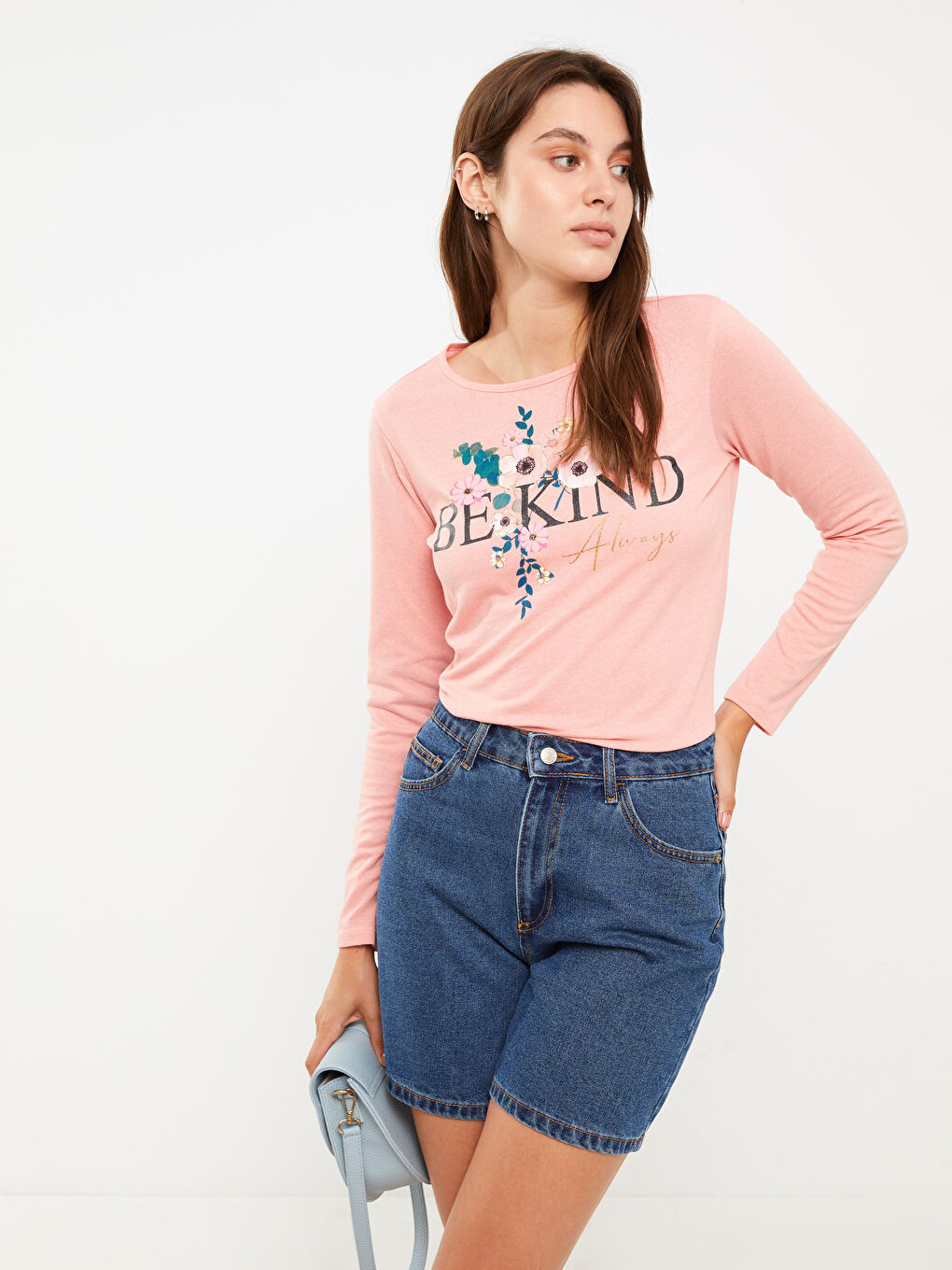 Crew Neck Printed Long Sleeve Women's T-Shirt-1