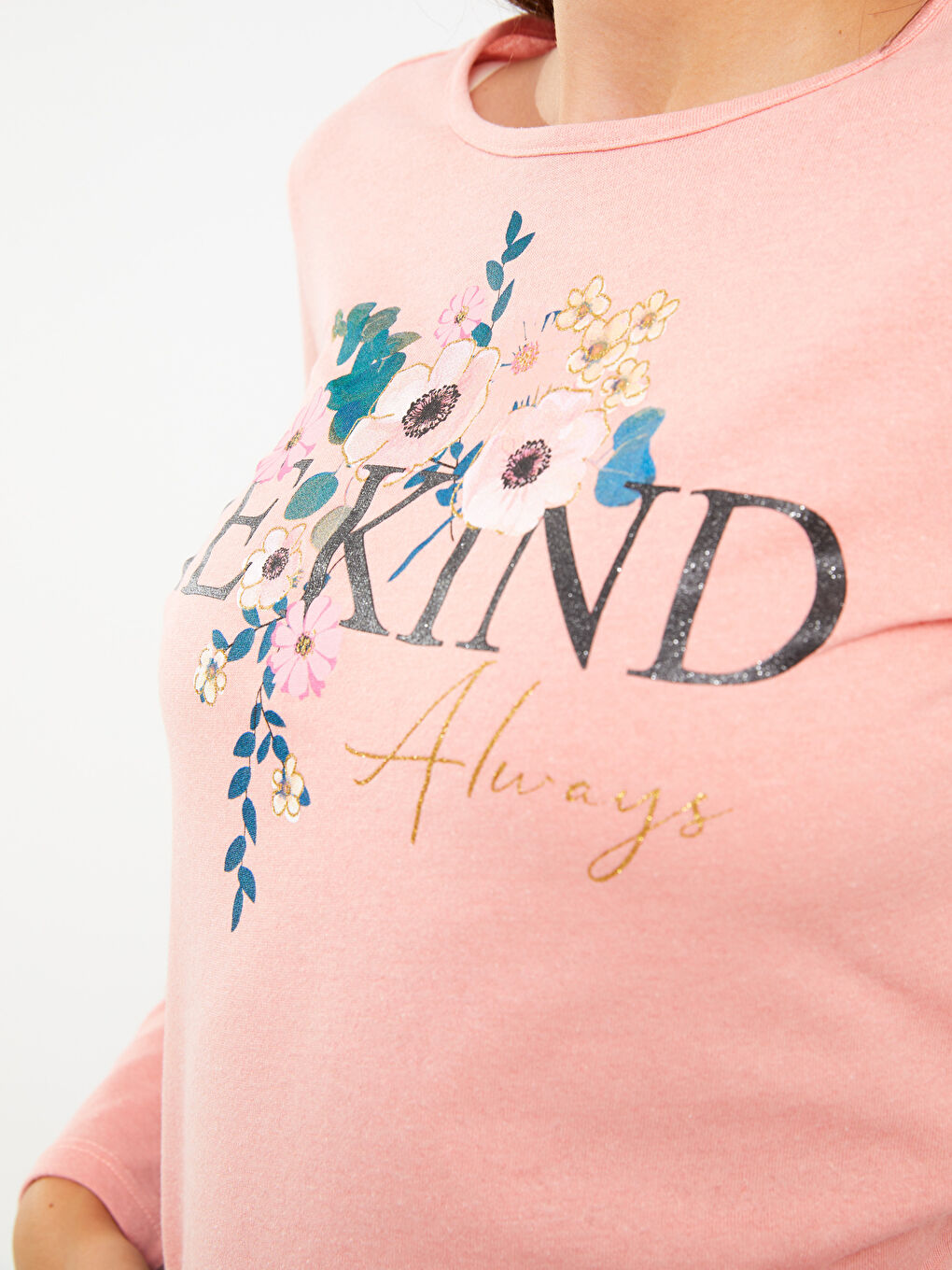 Crew Neck Printed Long Sleeve Women's T-Shirt-3