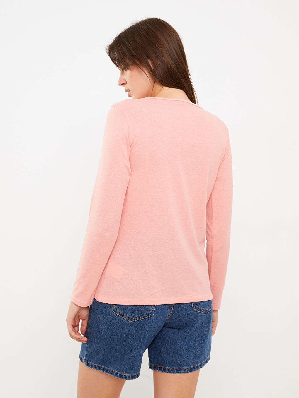 Crew Neck Printed Long Sleeve Women's T-Shirt-4