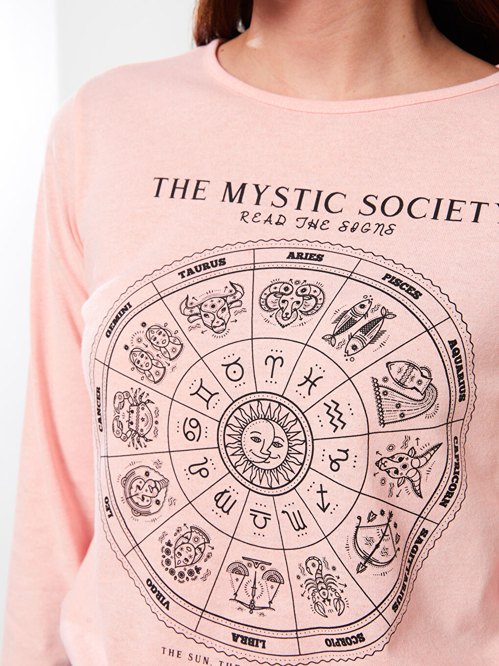 Crew Neck Printed Long Sleeve Women's T-Shirt-2