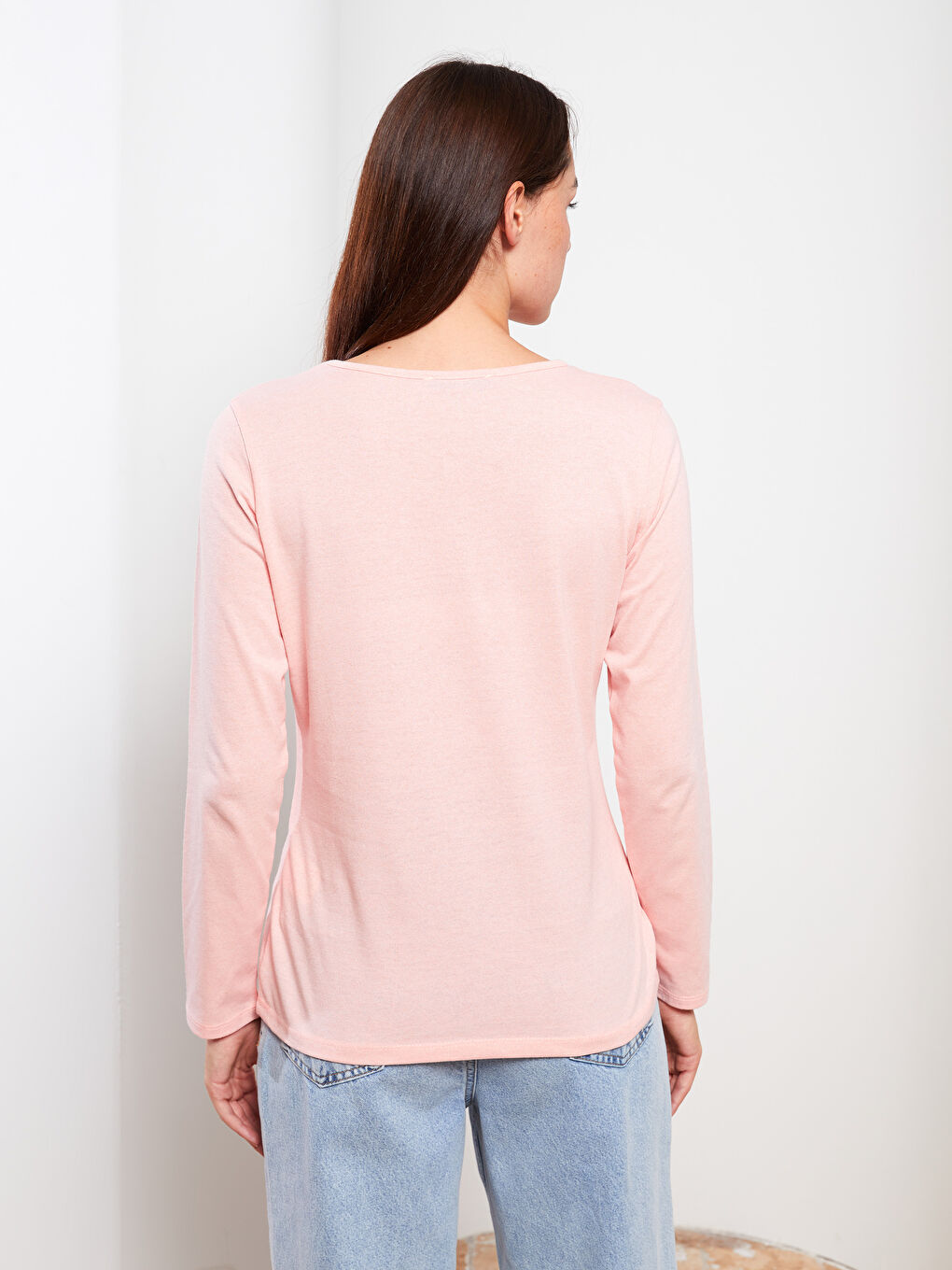Crew Neck Printed Long Sleeve Women's T-Shirt-3