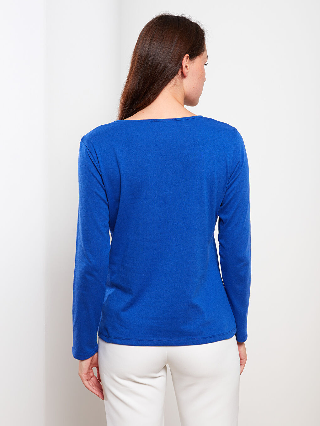 Crew Neck Printed Long Sleeve Women's T-Shirt-4