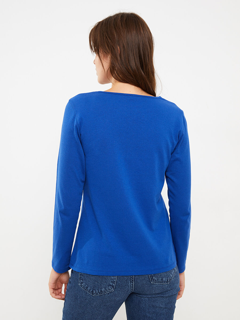 LCW ECO Crew Neck Patterned Long Sleeve Women's T-Shirt -W2EF92Z8-D1D