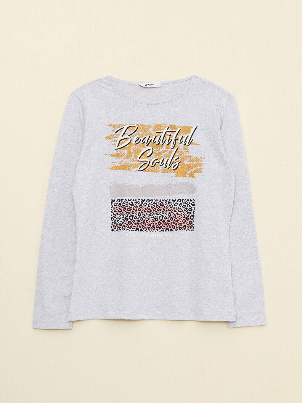 Crew Neck Printed Long Sleeve Women's T-Shirt-4