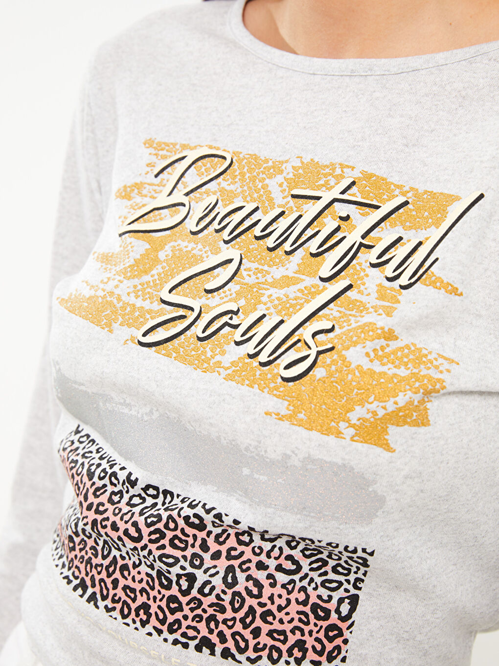 Crew Neck Printed Long Sleeve Women's T-Shirt-2