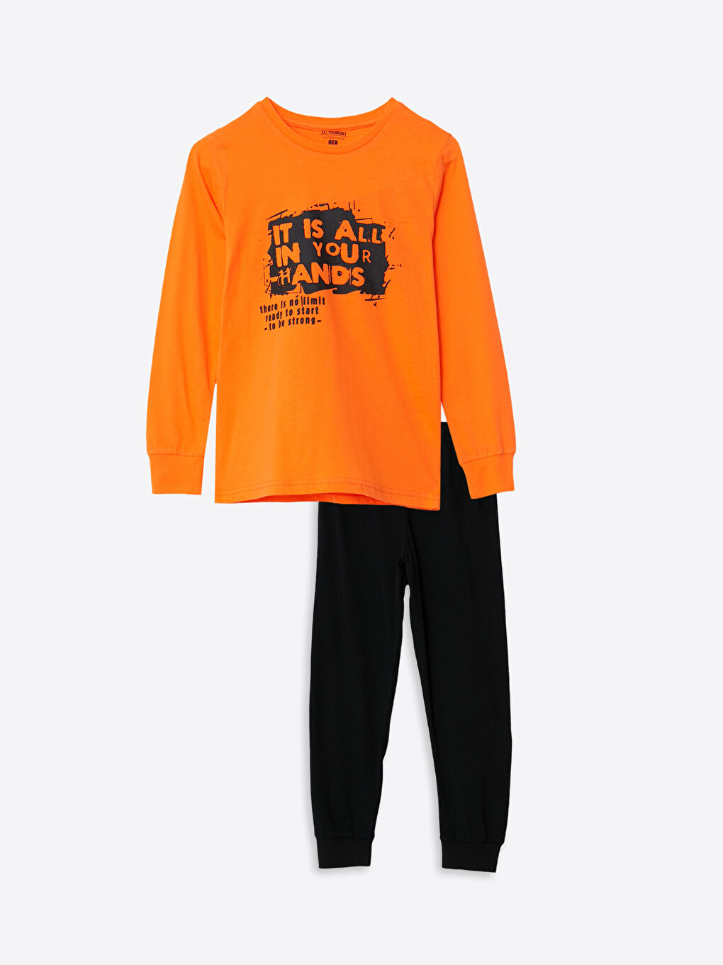 LCW Kids Bisiklet Yaka Baskılı Uzun Kollu Erkek Çocuk Pijama Takımı -W2EF99Z4-GFX
