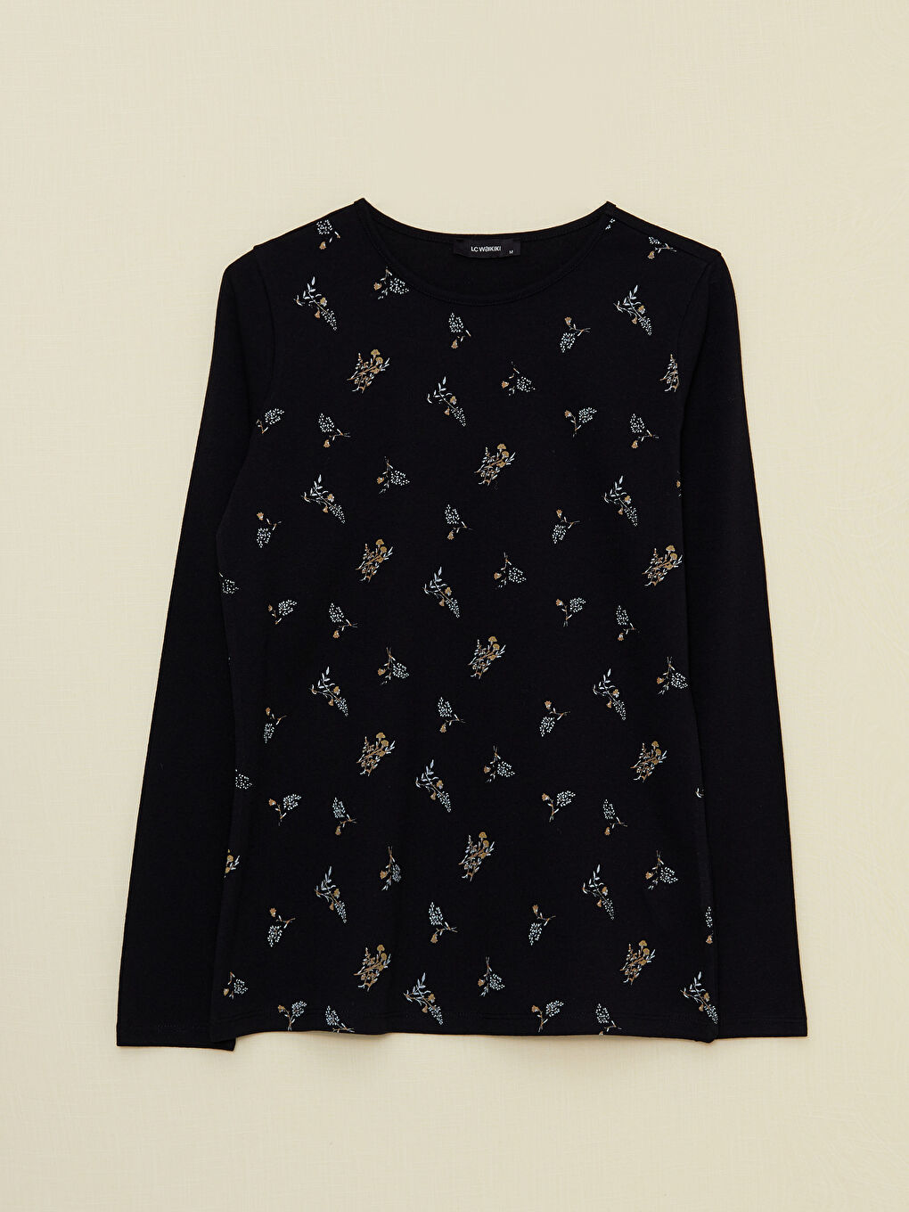 Crew Neck Patterned Long Sleeve Women's T-Shirt-5