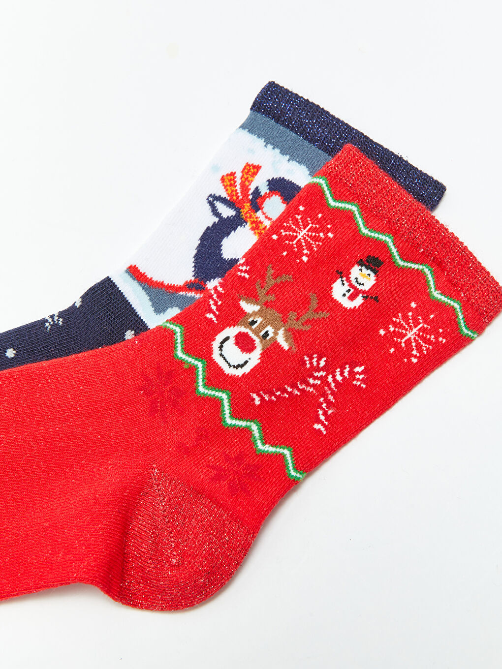 Kırmızı Yılbaşı Temalı Kadın Soket Çorap 2'li-3