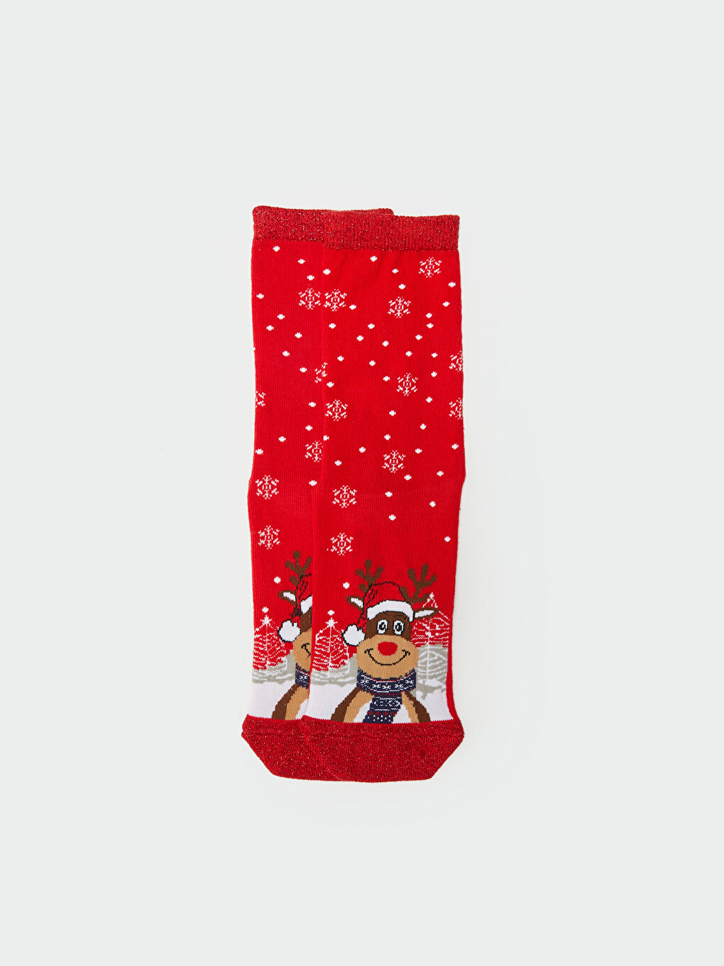 Kırmızı Yılbaşı Temalı Kadın Soket Çorap-2