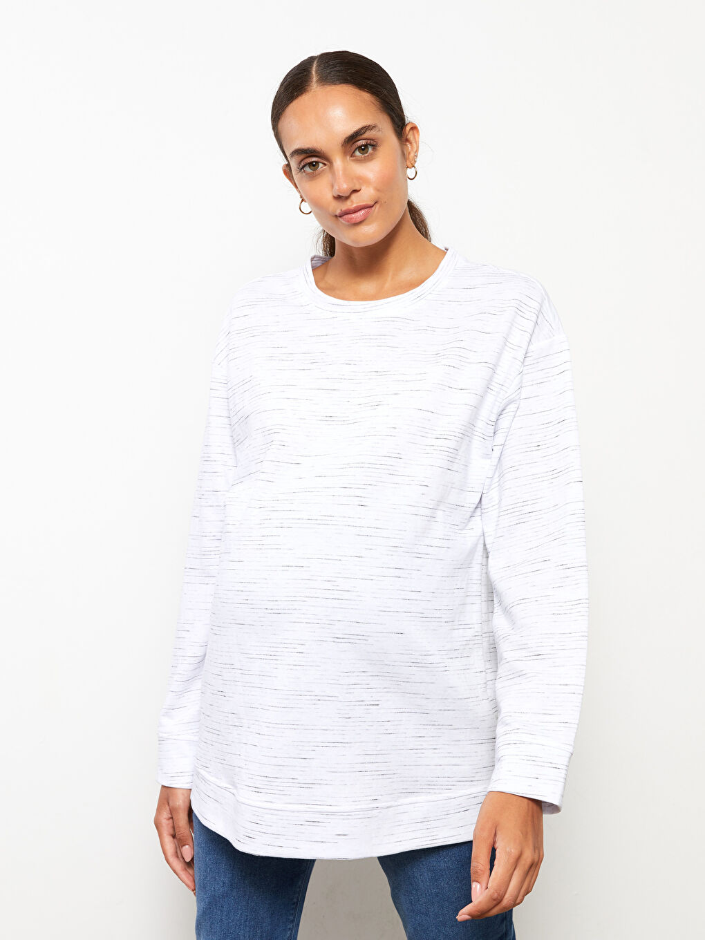 Hanorac maternitate cu guler rotund, mânecă lungă și model imprimat-2