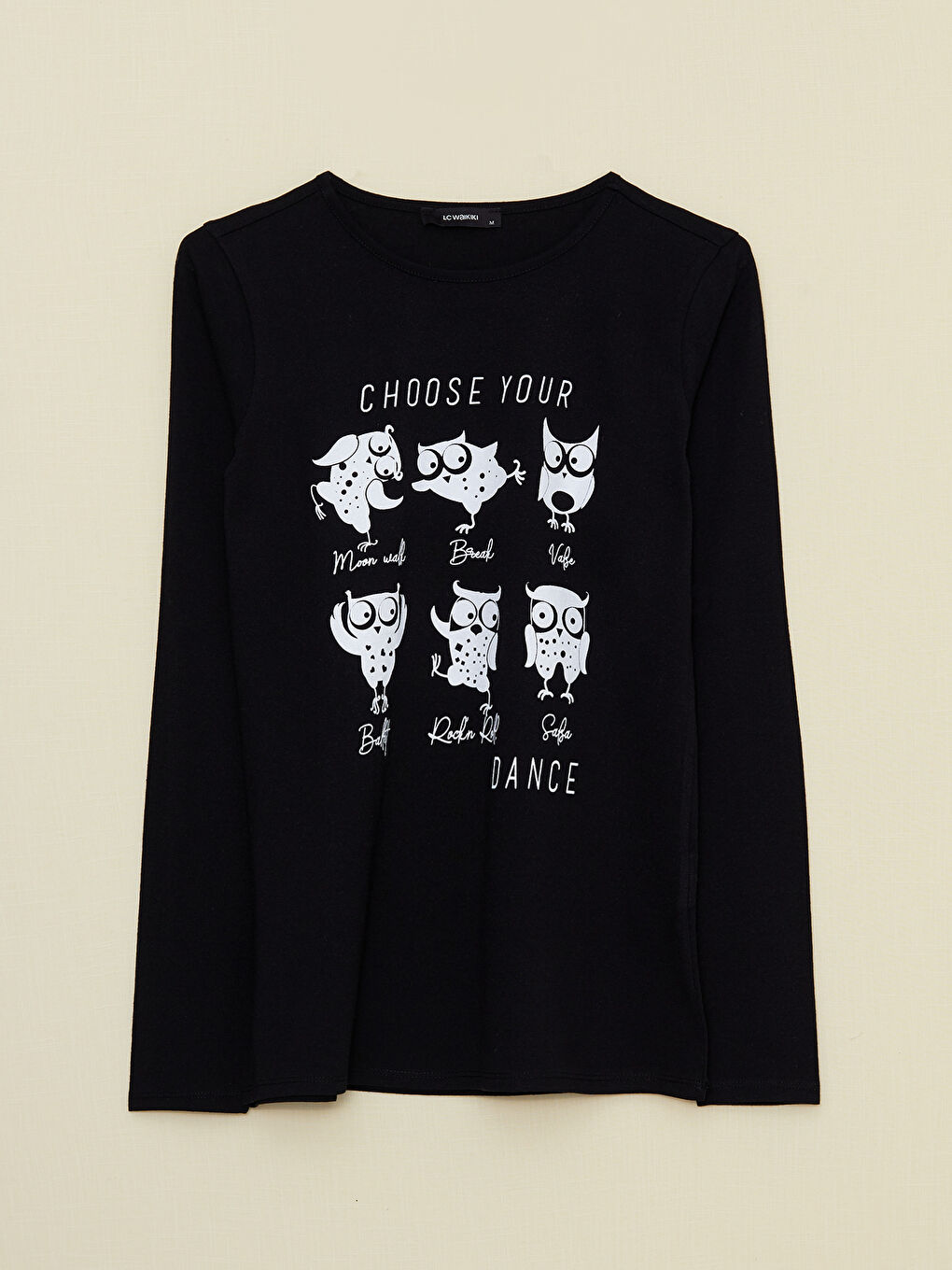 Crew Neck Printed Long Sleeve Women's T-Shirt-5