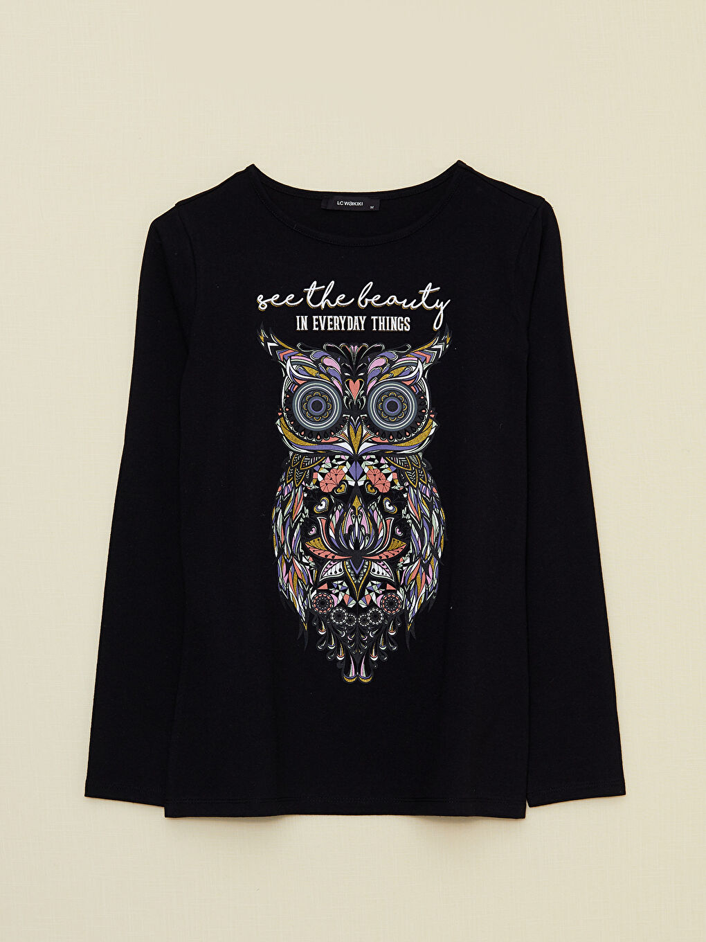 Crew Neck Printed Long Sleeve Women's T-Shirt-5