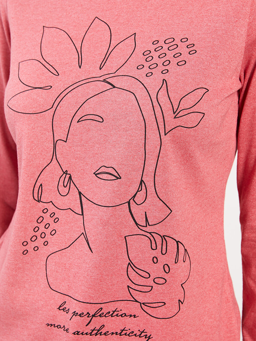 Crew Neck Printed Long Sleeve Women's T-Shirt-3