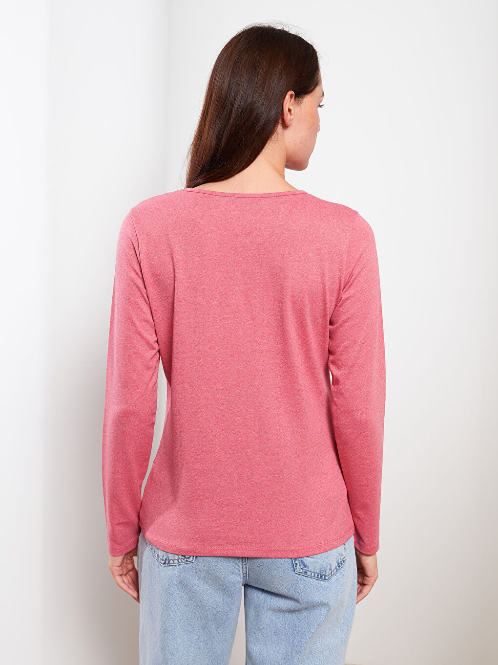 Crew Neck Printed Long Sleeve Women's T-Shirt-3