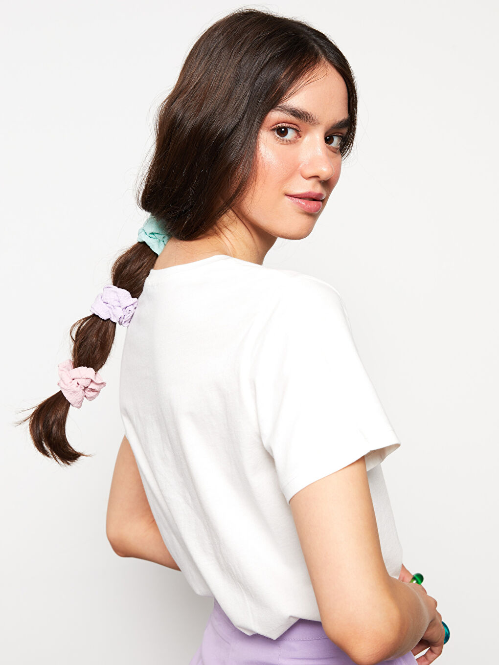 مشبك شعر مستقيم مطاطي مجعد - عبوة من 3 قطع-2