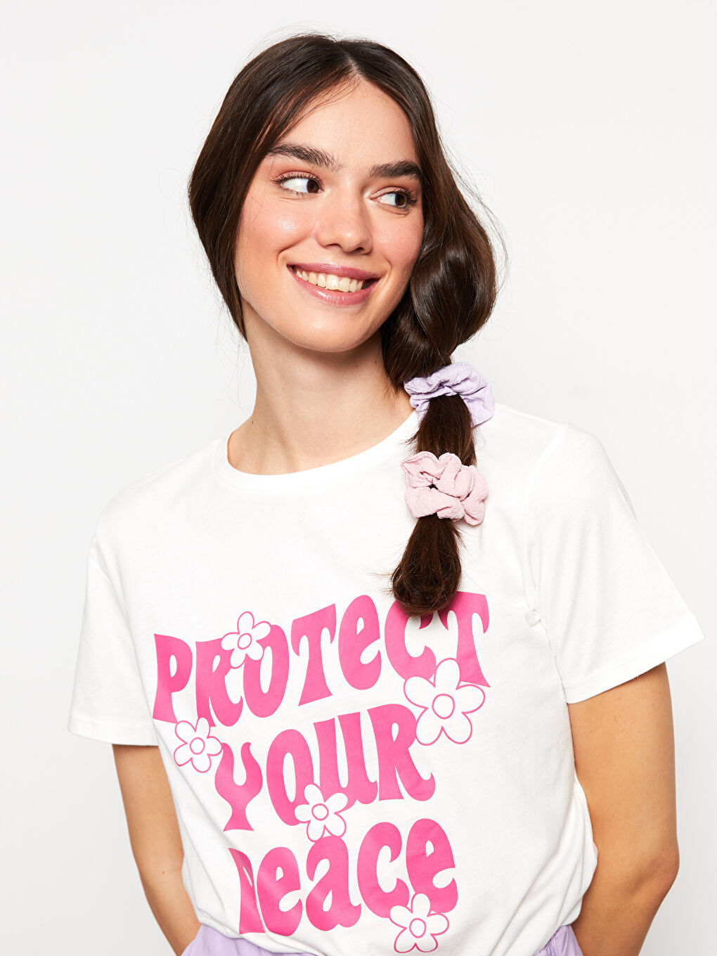 مشبك شعر مستقيم مطاطي مجعد - عبوة من 3 قطع