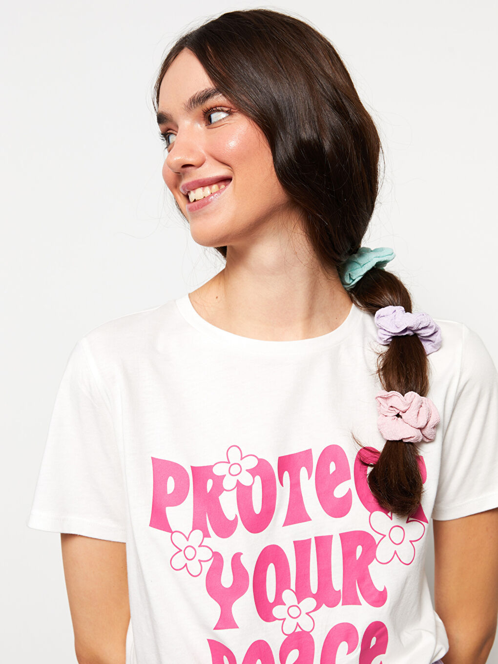 مشبك شعر مستقيم مطاطي مجعد - عبوة من 3 قطع-1