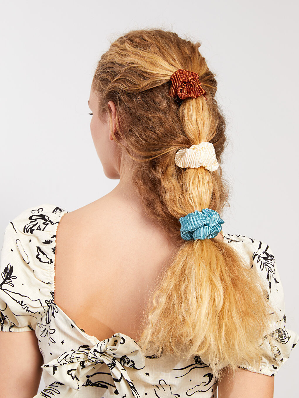 Блестящая Эластичная Заколка для Волос с Рюшами, 3 шт.-1