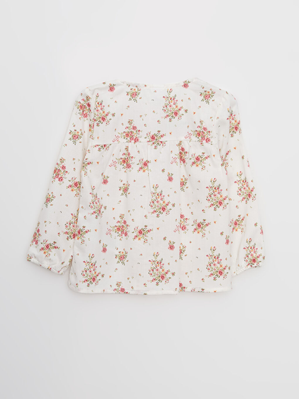 Ekru Bisiklet Yaka Uzun Kol Desenli Kız Bebek Gömlek-2