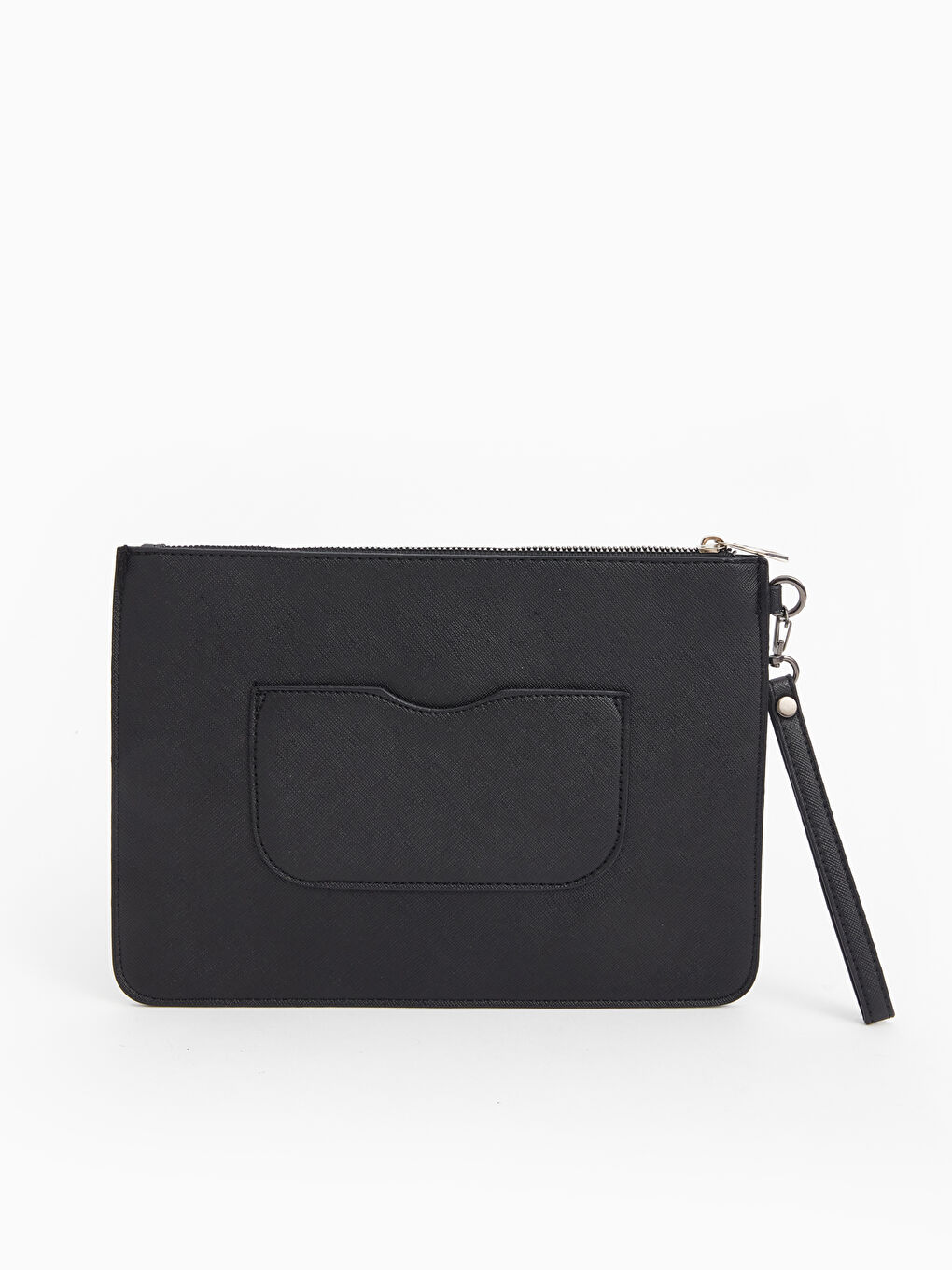 Siyah Deri Görünümlü Kadın El Çantası-4