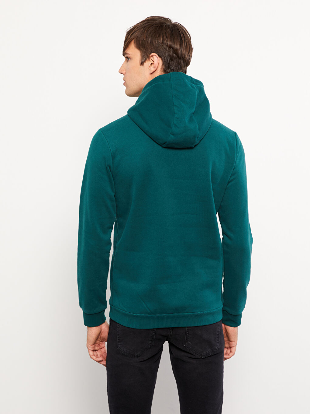 LCW Casual Koyu Yeşil Uzun Kollu Nakışlı Erkek Hoodie - 4