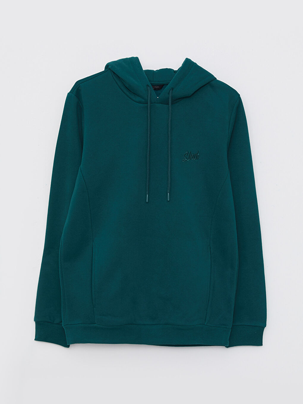 LCW Casual Koyu Yeşil Uzun Kollu Nakışlı Erkek Hoodie - 5