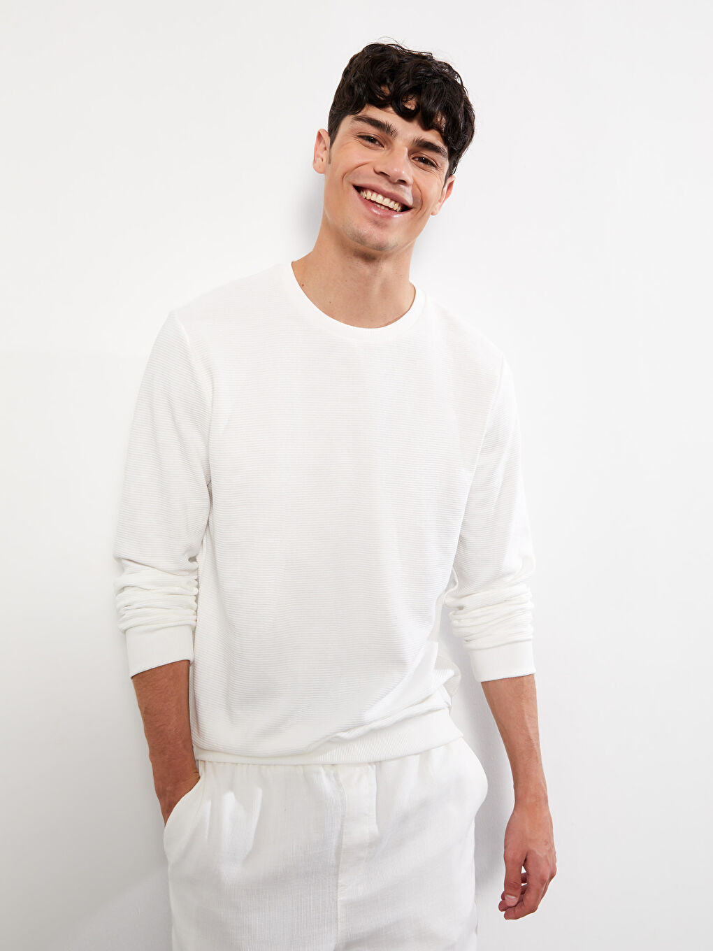 XSIDE Bisiklet Yaka Uzun Kollu Erkek Sweatshirt -W2EH17Z8-R5B