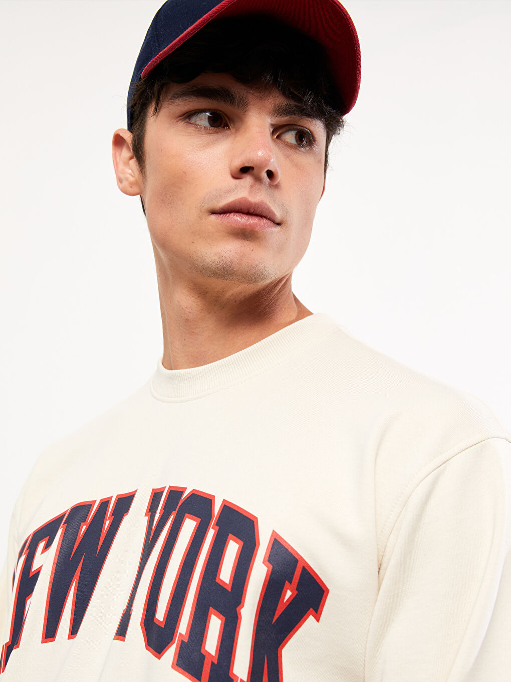 سويت شيرت كم طويل مطبوع بياقة دائرية للرجال-2