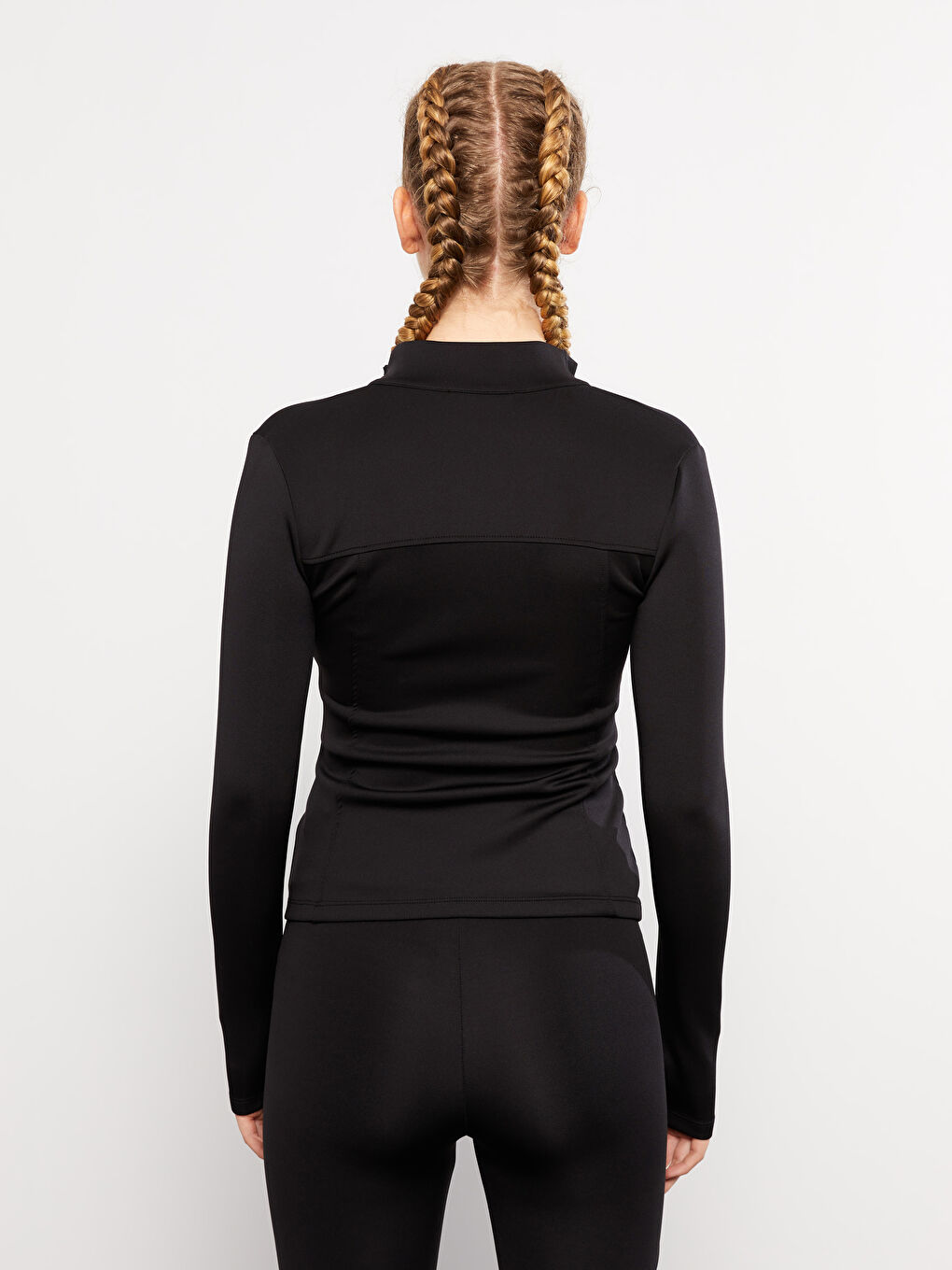 Siyah Dik Yaka Kadın Spor Hırka-4