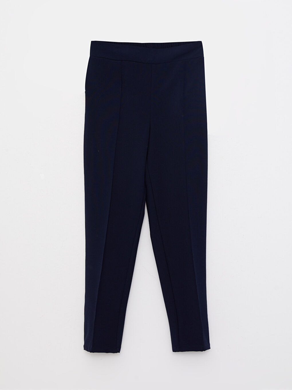 Lacivert Kadın Rahat Kalıp Düz Pantolon-5