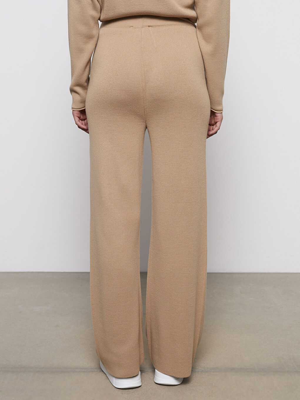 Women's Elasticated Waist Plain Knitwear Trousers -W2EH46Z8-FM0