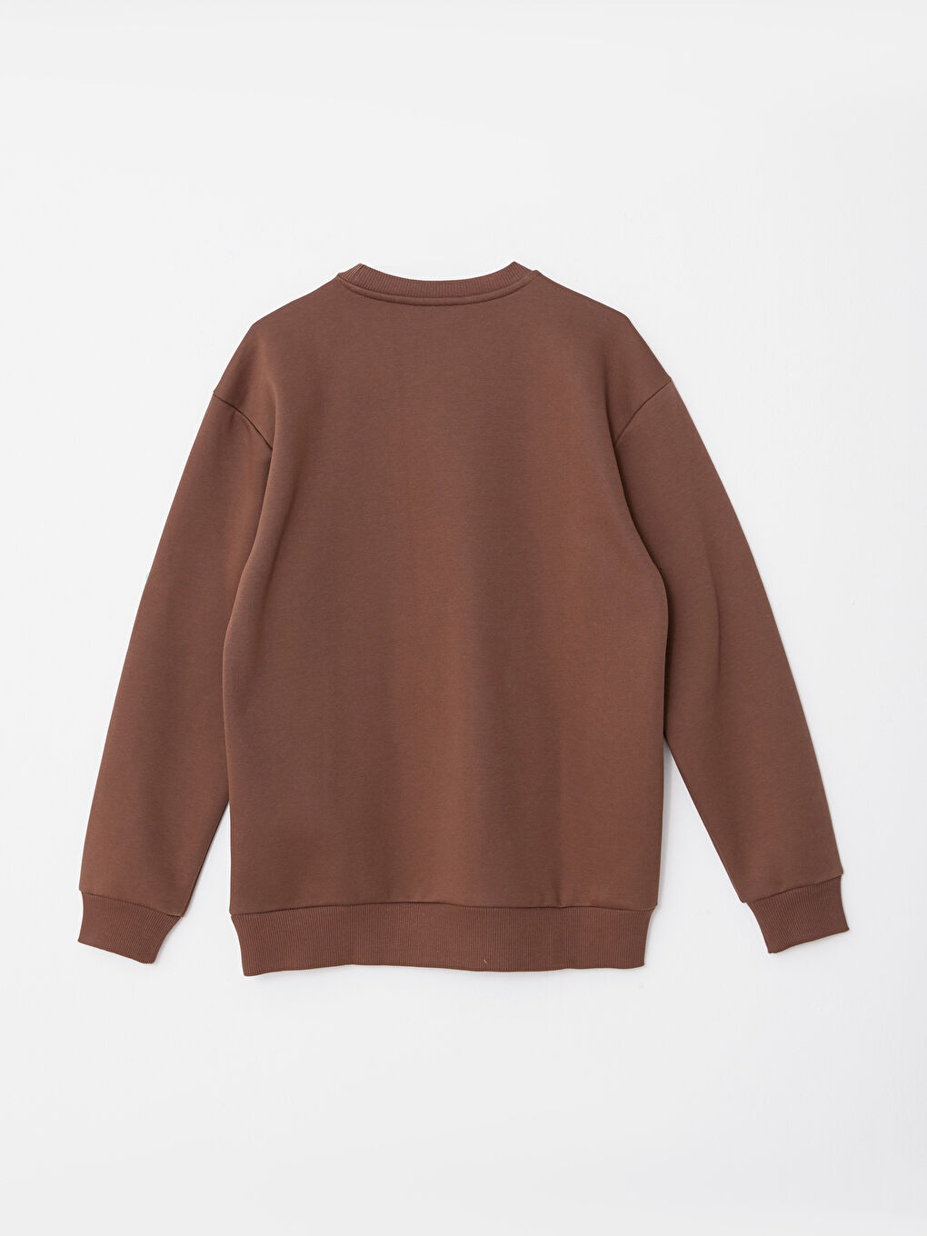 Kahverengi Bisiklet Yaka Baskılı Erkek Kalın Sweatshirt-6