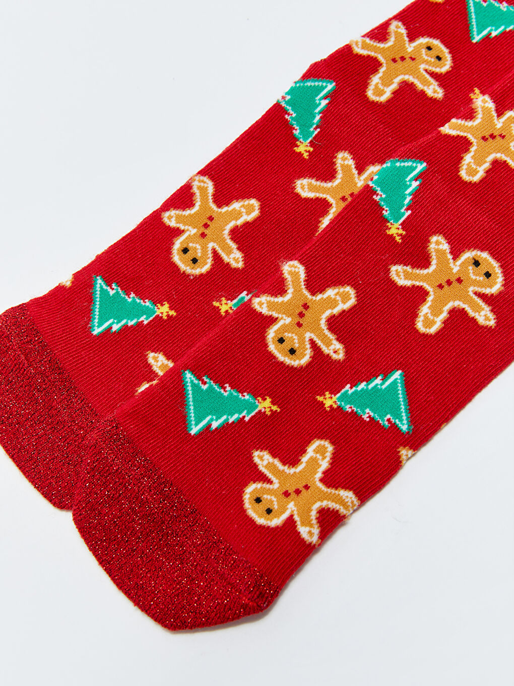 Bordo Yılbaşı Temalı Kadın Soket Çorap-3