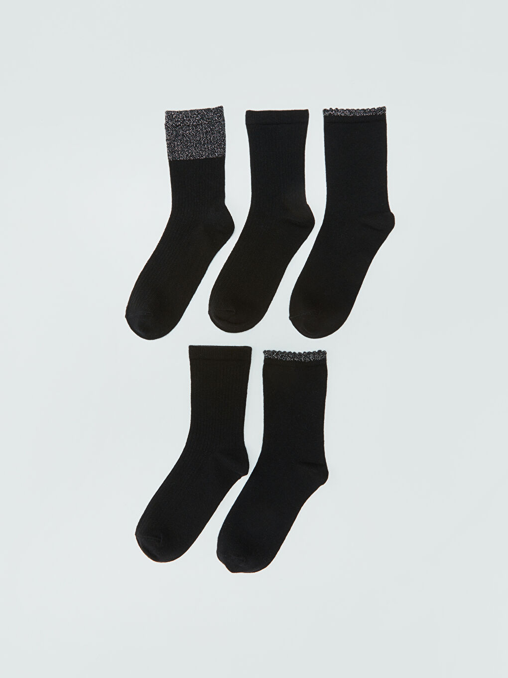 جوارب للسيدات بتفاصيل لامعة - عبوة من ٥ قطع-1