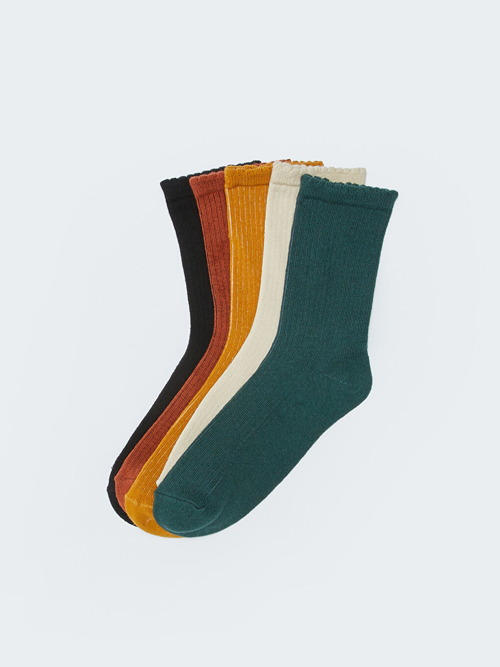 Yeşil Kadın Düz Soket Çorap 5'li