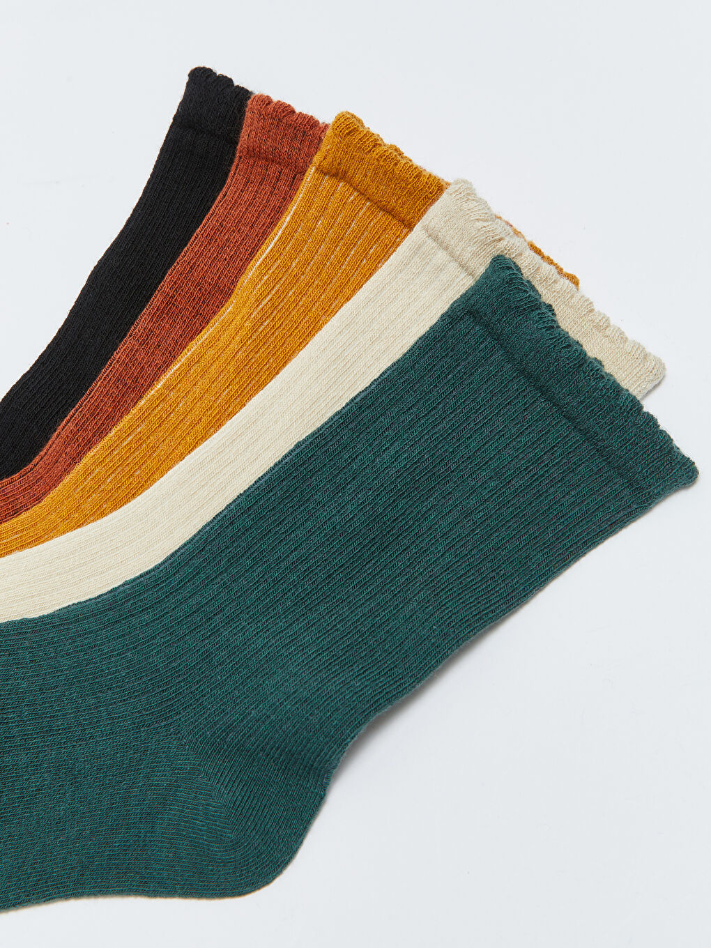 Yeşil Kadın Düz Soket Çorap 5'li-2