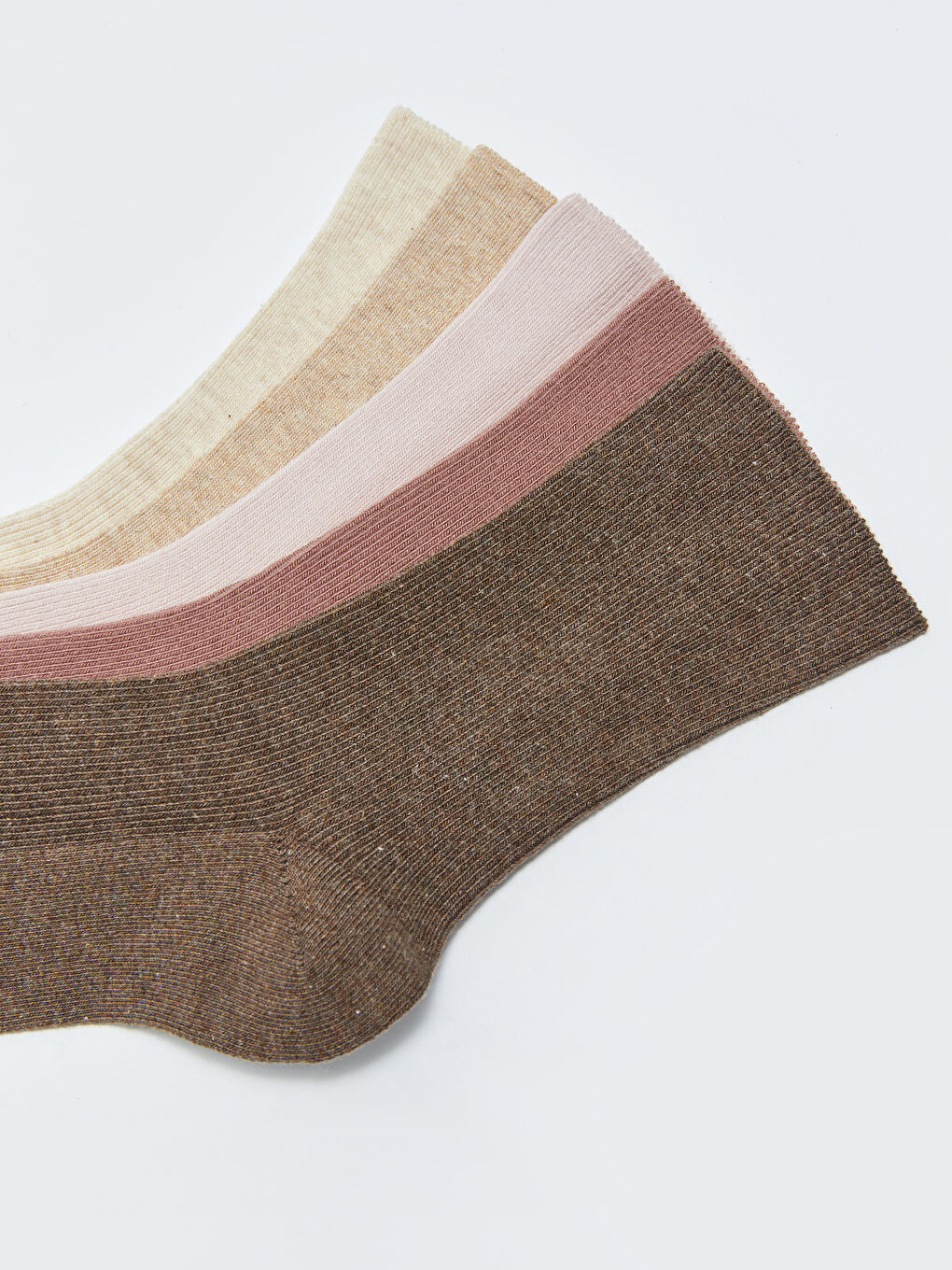 Kahverengi Kadın Düz Soket Çorap 5'li-2