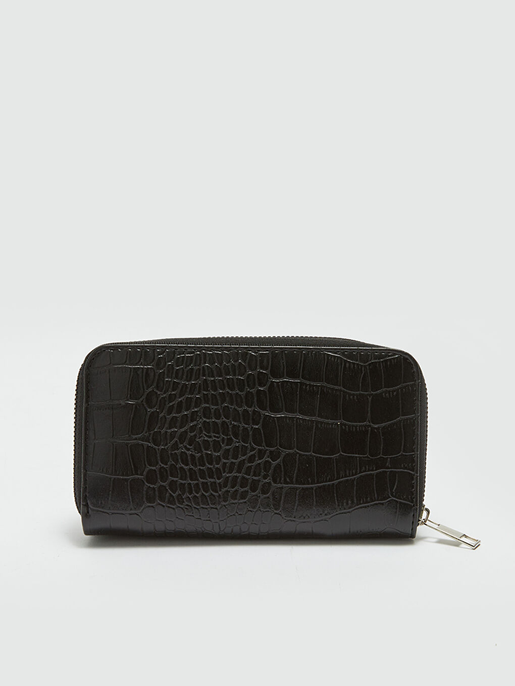 Siyah Deri Görünümlü Kroko Desenli Kadın Cüzdan-2