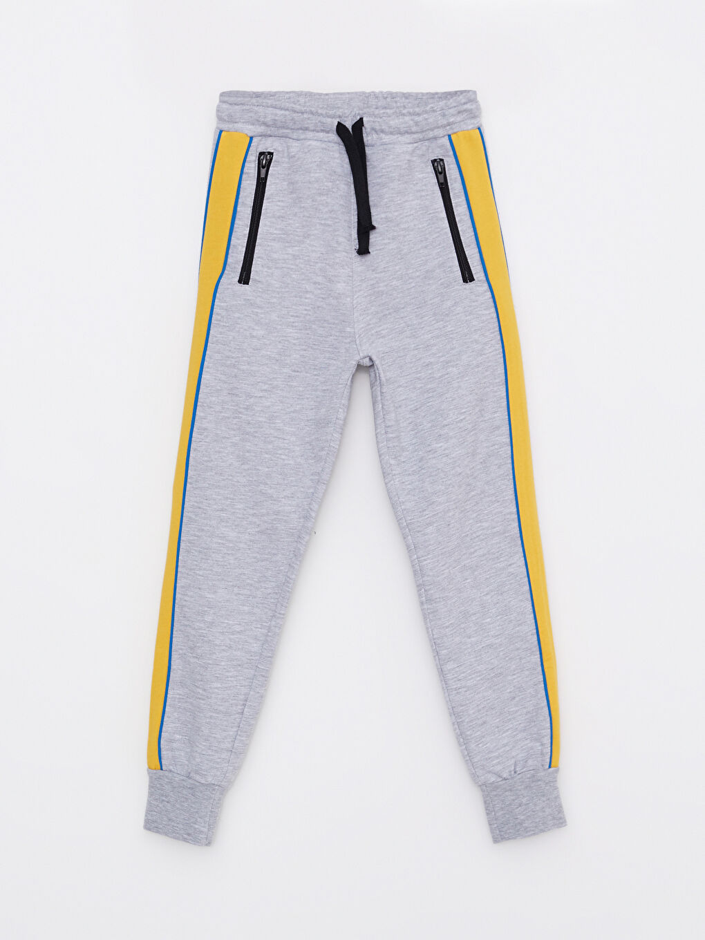 Gri Beli Lastikli Renk Bloklu Erkek Çocuk Jogger Eşofman Altı