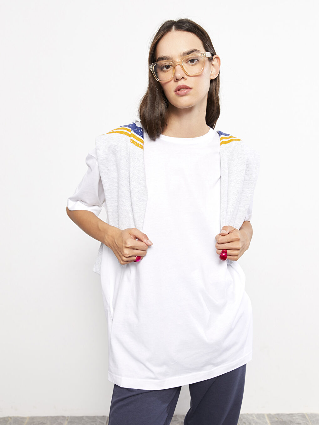 Crew Neck Straight Short Sleeve Cotton Women's T-Shirt-1