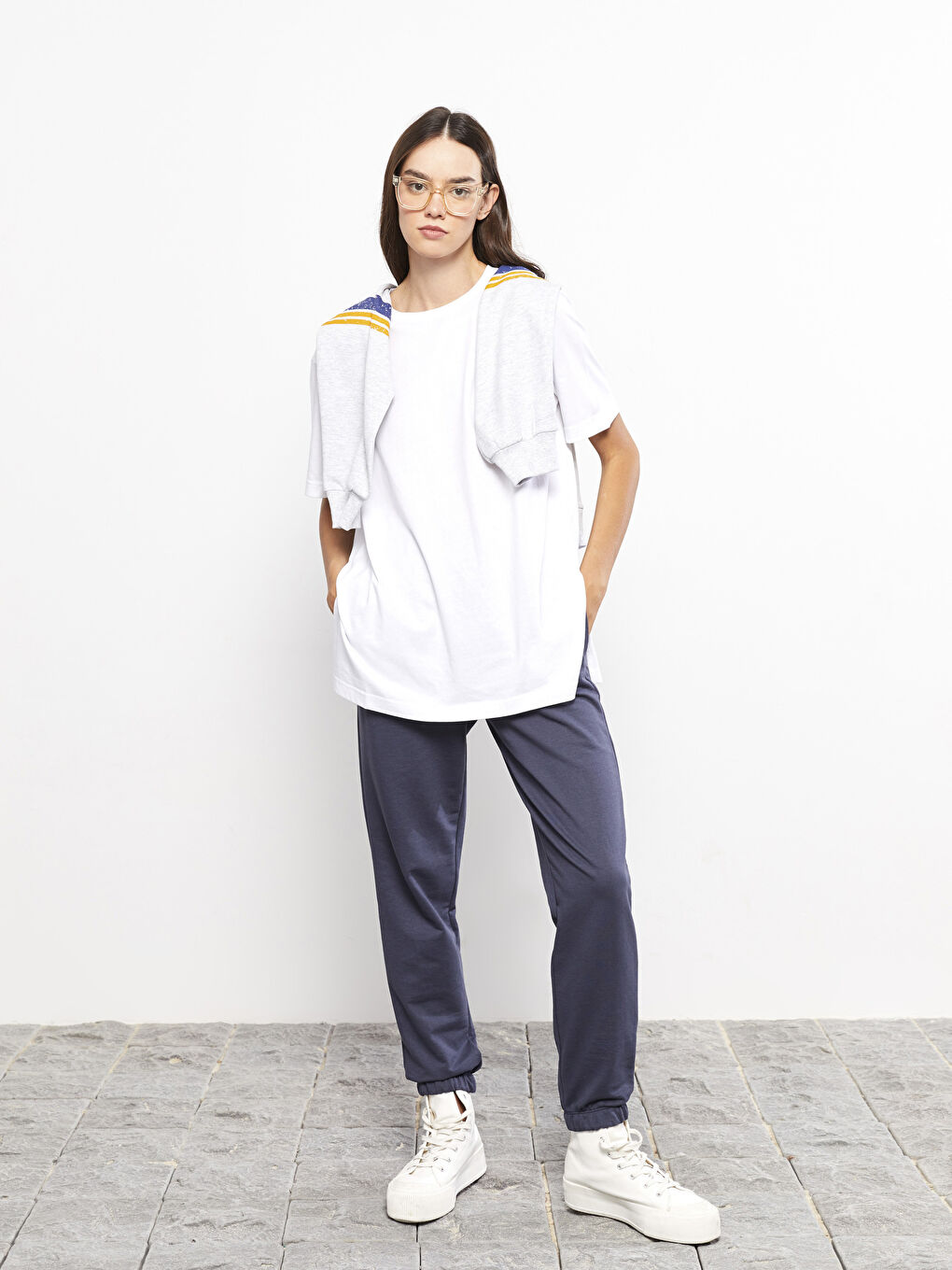 Crew Neck Straight Short Sleeve Cotton Women's T-Shirt-2