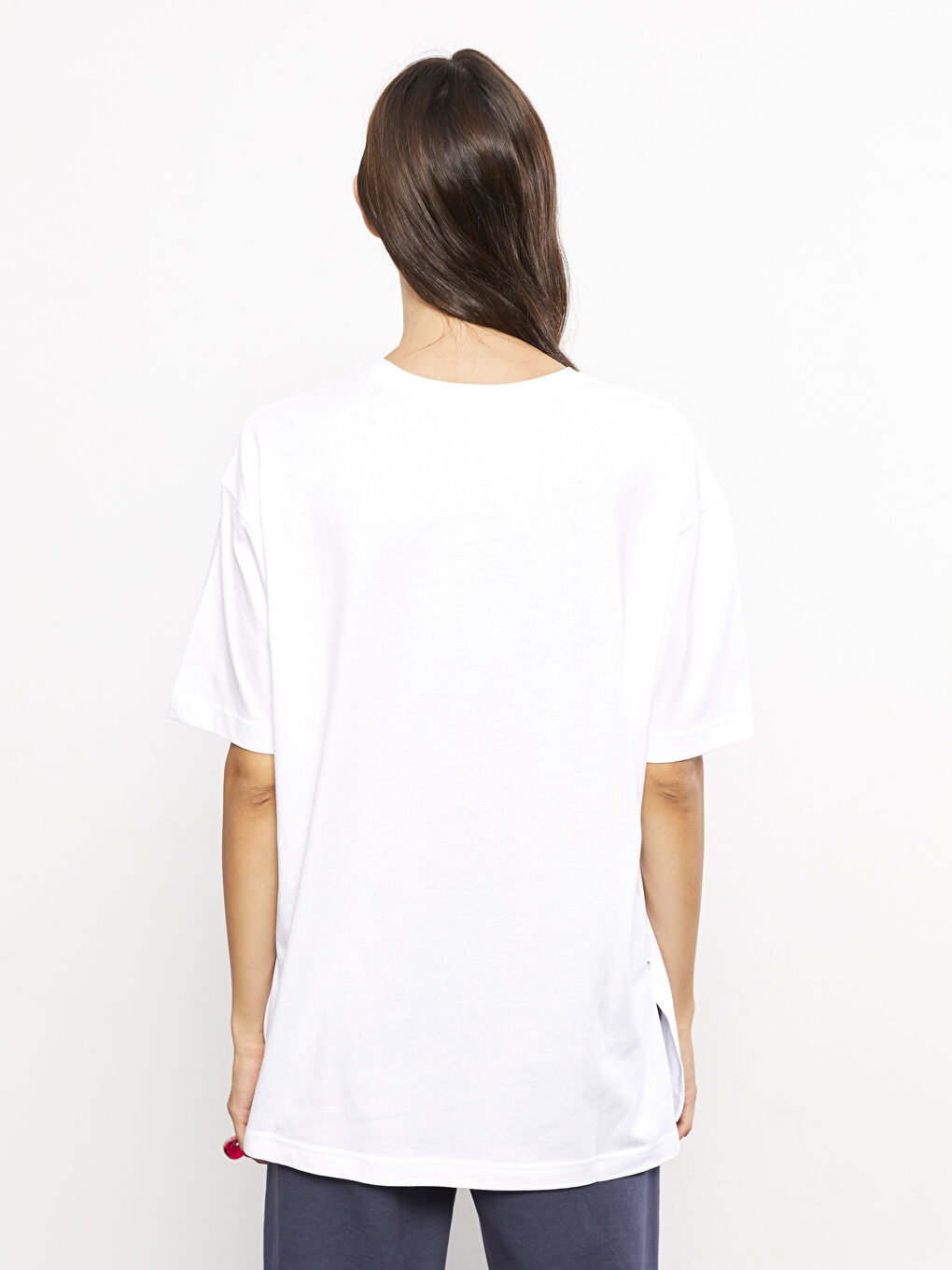 Crew Neck Straight Short Sleeve Cotton Women's T-Shirt-4