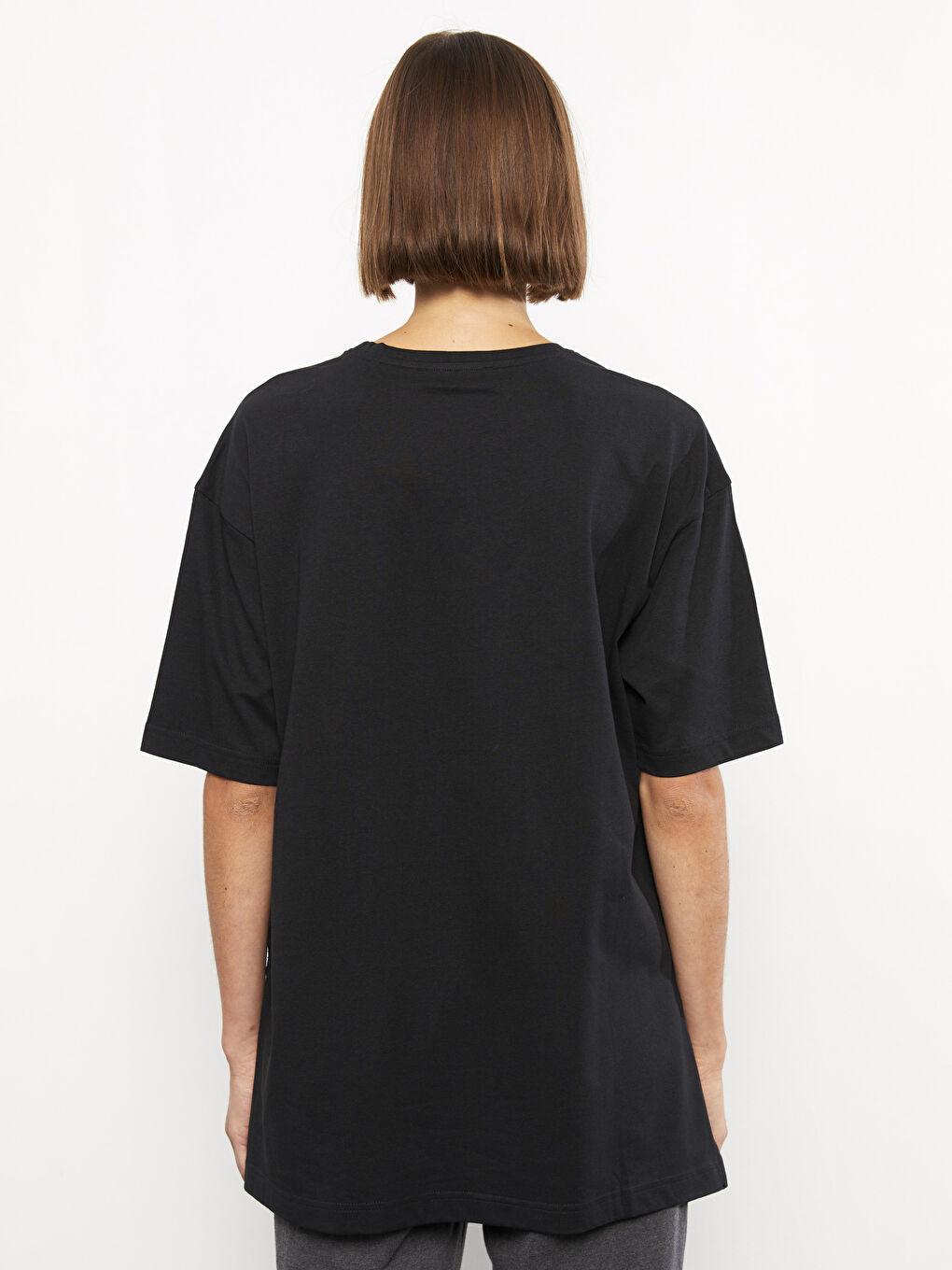 Tricou de Damă din Bumbac cu Mânecă Scurtă și Guler Rotund-4