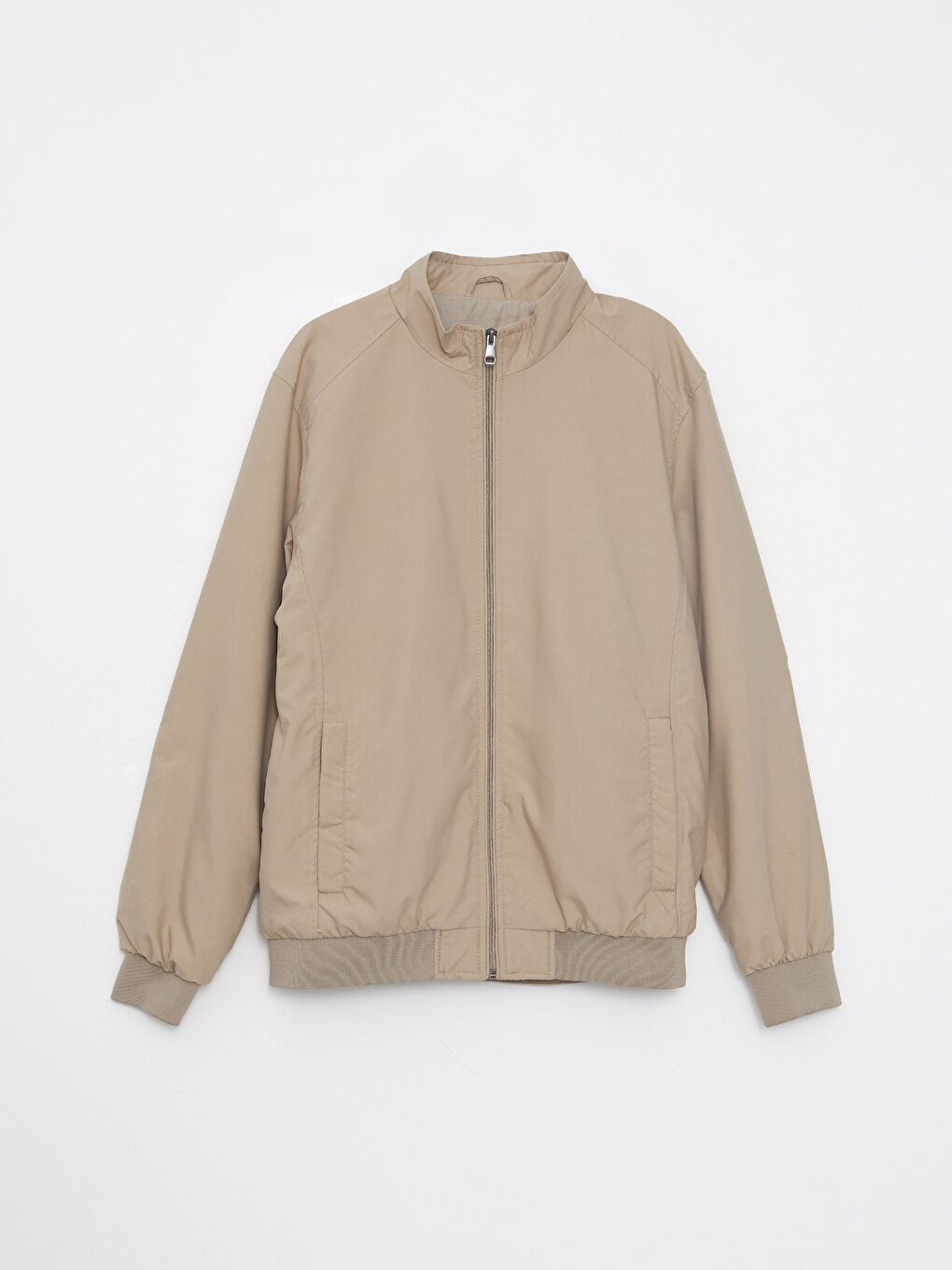 Bej Standart Kalıp Dik Yaka Erkek Mont-5